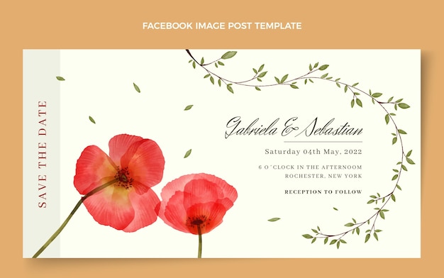 Gratis vector aquarel bruiloft facebook bericht