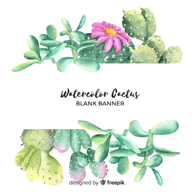 Aquarel cactus banners met lege banner