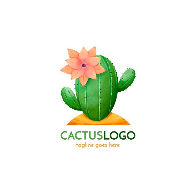 Aquarel cactus logo ontwerp