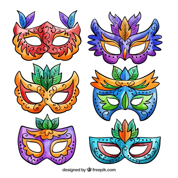 Aquarel carnaval masker collectie