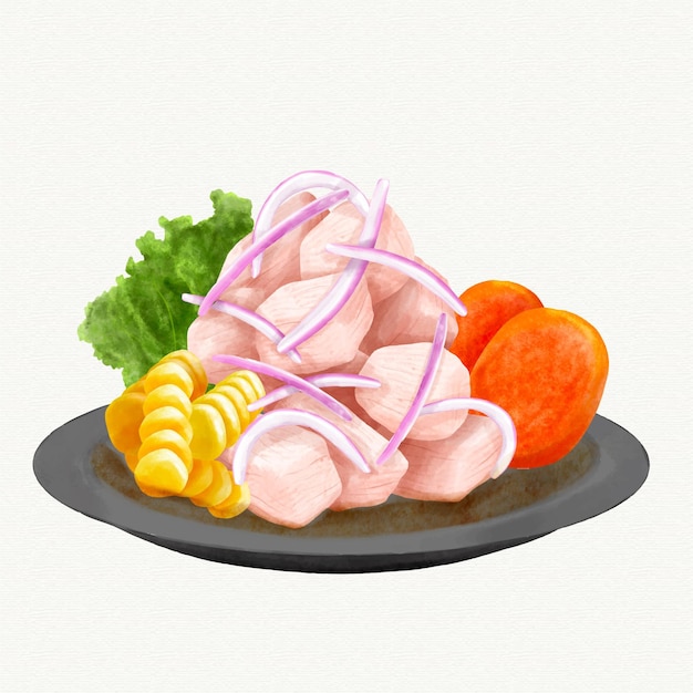 Aquarel ceviche illustratie