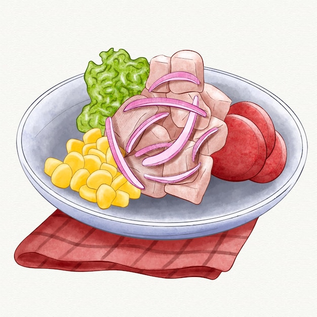 Gratis vector aquarel ceviche illustratie