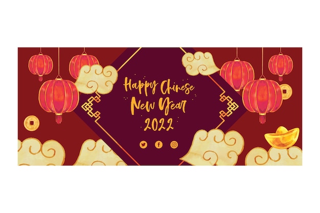 Gratis vector aquarel chinees nieuwjaar twitch banner