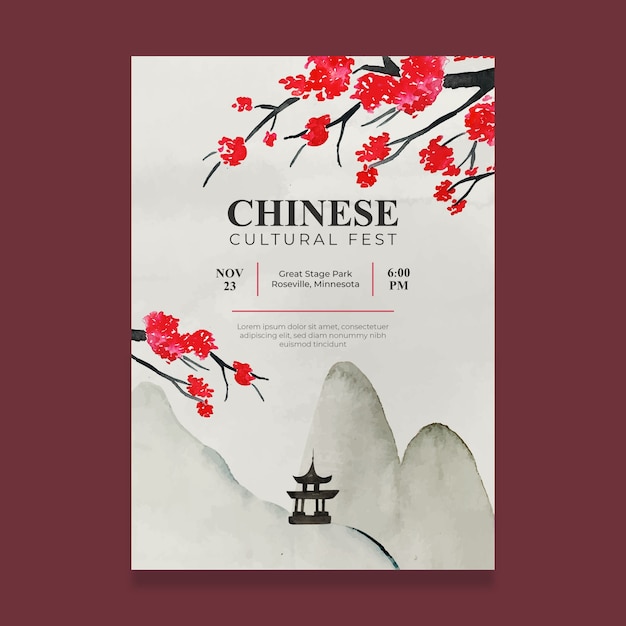 Aquarel Chinese stijl poster