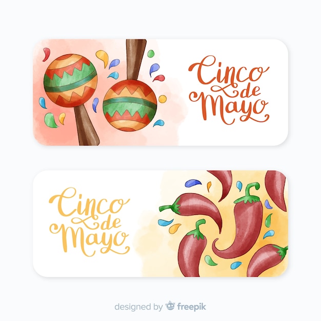 Aquarel cinco de mayo banners