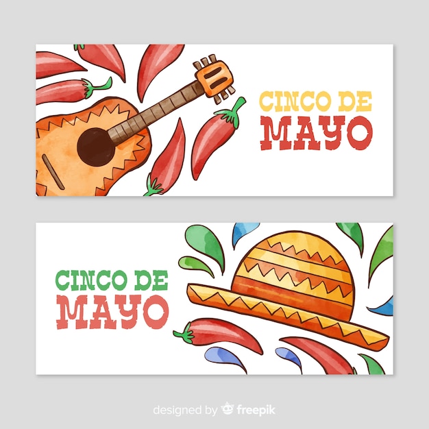 Aquarel cinco de mayo banners