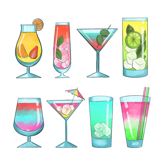 Aquarel cocktail collectie concept