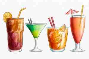 Gratis vector aquarel cocktail collectie