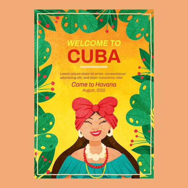 Gratis vector aquarel cuba posterontwerp