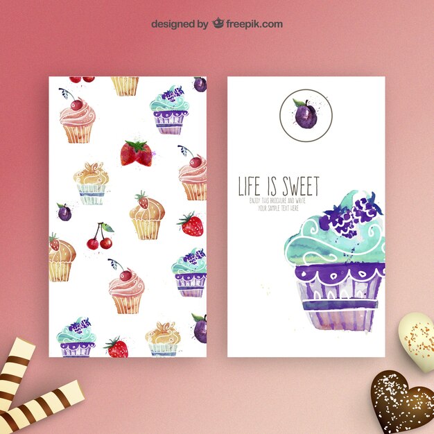 Aquarel cupcakes flyers