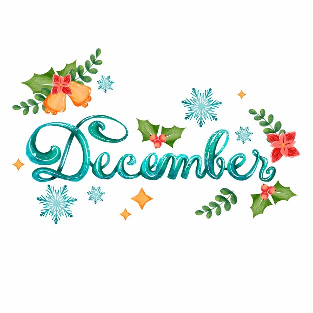 Aquarel december belettering