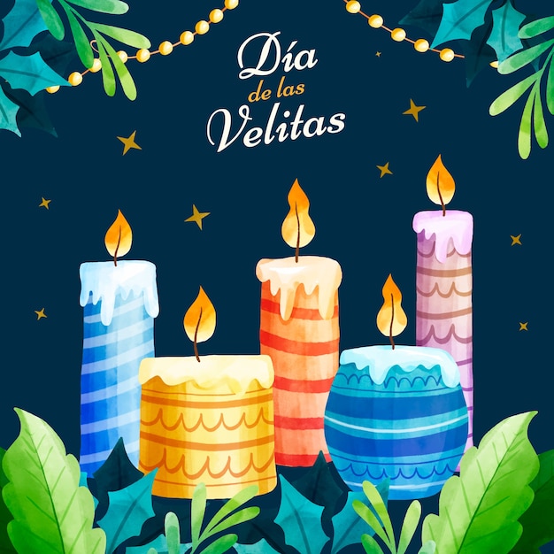 Gratis vector aquarel dia de las velitas illustratie