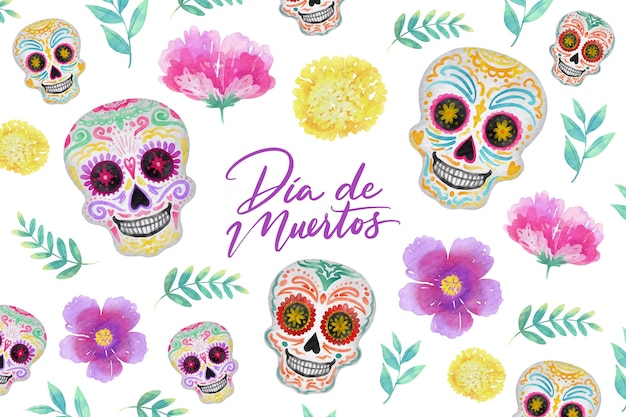 Aquarel dia de muertos achtergrond