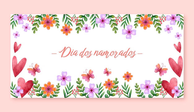 Gratis vector aquarel dia dos namorados banner