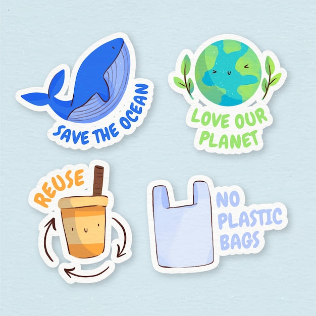 Gratis vector aquarel ecologie badges