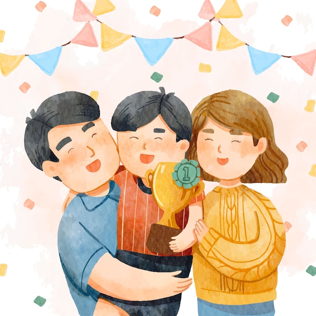 Gratis vector aquarel familie momenten illustratie