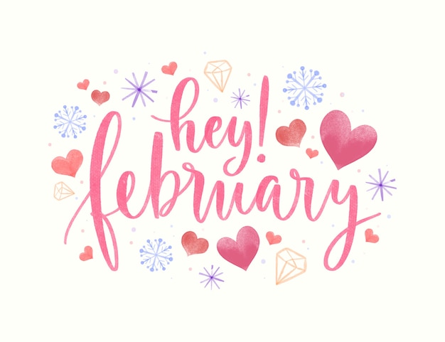 Aquarel februari maand van liefde sociale media voorbladsjabloon