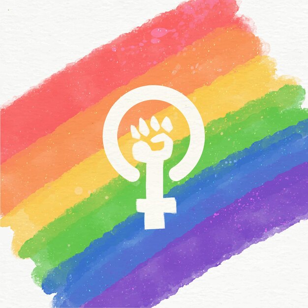 Aquarel feministische lgbt vlag illustratie