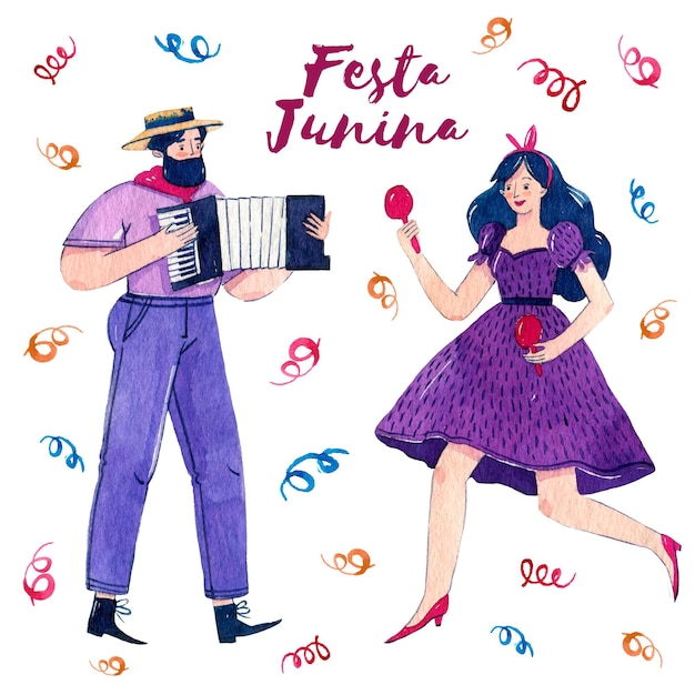 Gratis vector aquarel festa junina concept