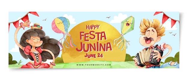 Aquarel festas juninas twitter header