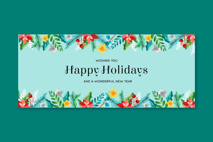 Gratis Vector aquarel fijne feestdagen horizontale banner