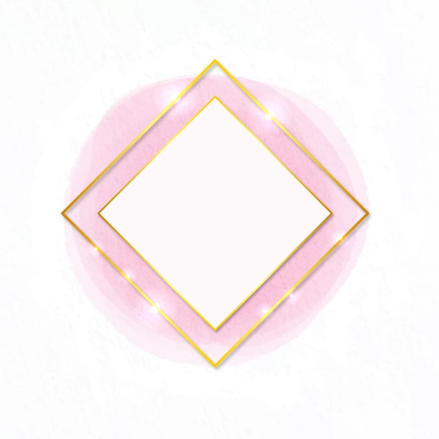 Gratis vector aquarel gouden frame diamantvorm