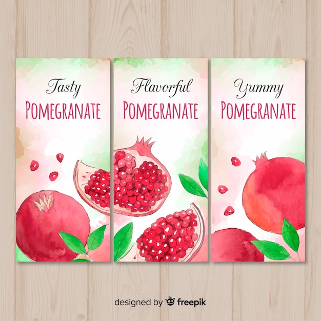 Gratis vector aquarel granaatappel banners