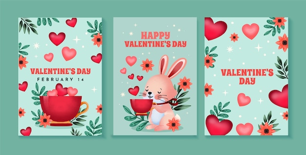 Gratis vector aquarel greetingcards collectie voor valentijnsdag viering