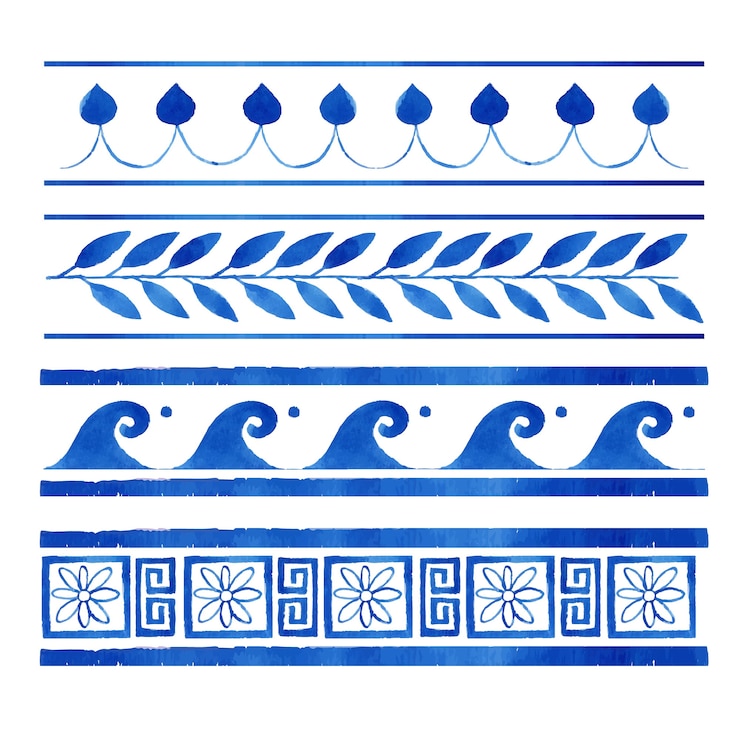 Gratis Vector aquarel griekse grens