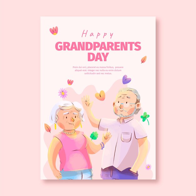 Aquarel grootouders dag wenskaart