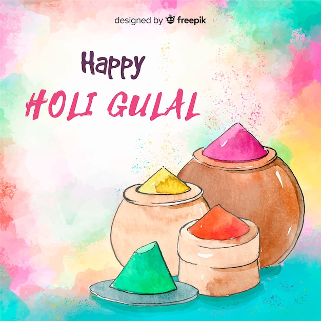 Gratis vector aquarel gulal holi festival achtergrond