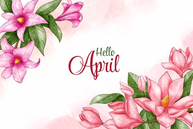 Gratis vector aquarel hallo april banner of achtergrond