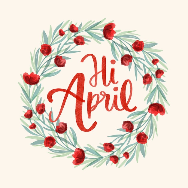 Gratis vector aquarel hallo april belettering