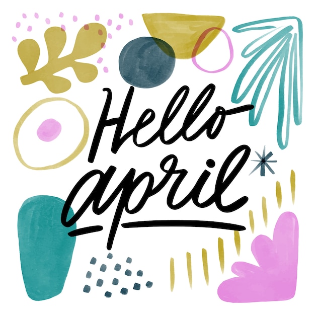 Aquarel hallo april belettering