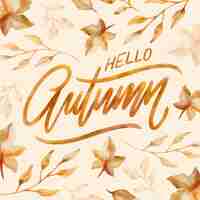 Gratis vector aquarel hallo herfst belettering