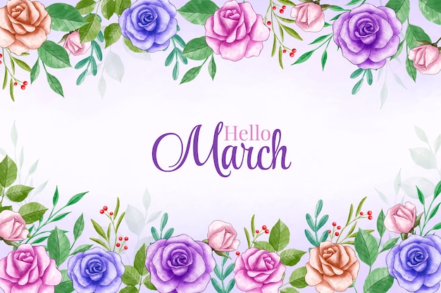 Aquarel hallo maart banner of achtergrond