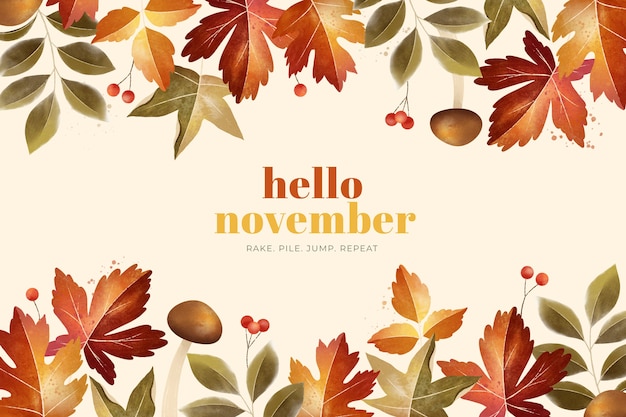 Aquarel hallo november achtergrond