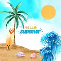 Gratis vector aquarel hallo zomer concept