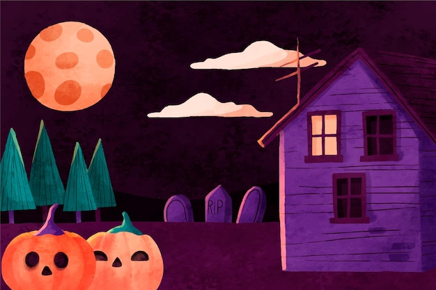 Gratis vector aquarel halloween achtergrond