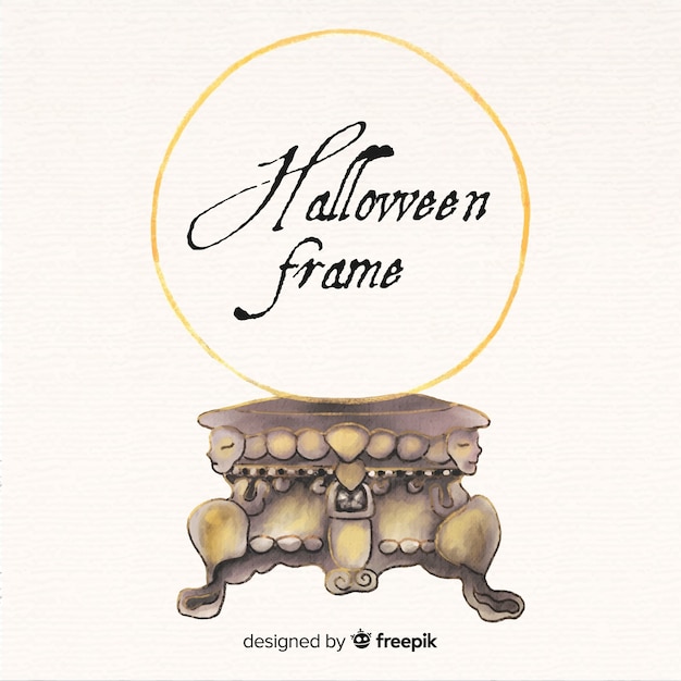 Aquarel halloween gouden frame achtergrond