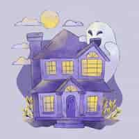 Gratis vector aquarel halloween huis illustratie