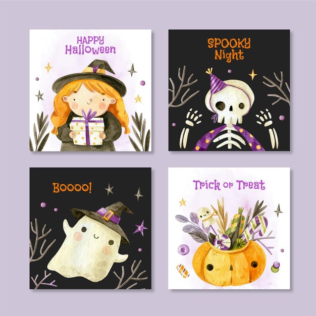 Aquarel halloween instagram berichten collectie