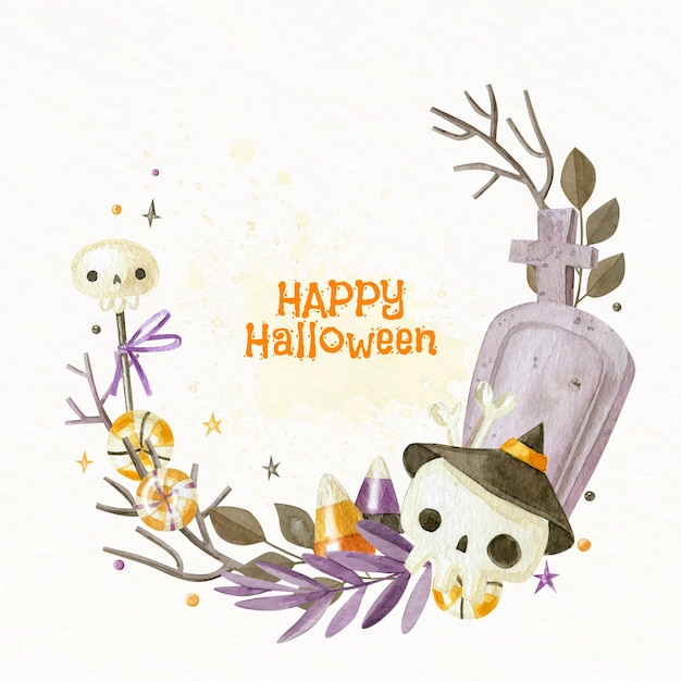 Gratis vector aquarel halloween kadersjabloon