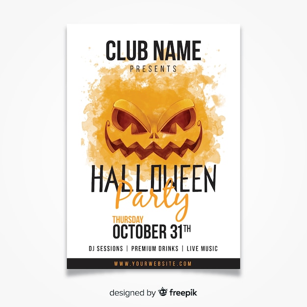 Aquarel halloween partij poster sjabloon