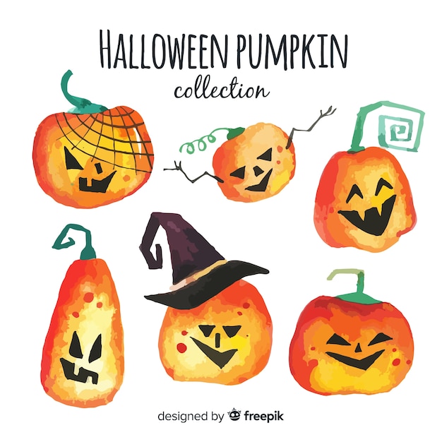 Aquarel halloween pompoen collectie