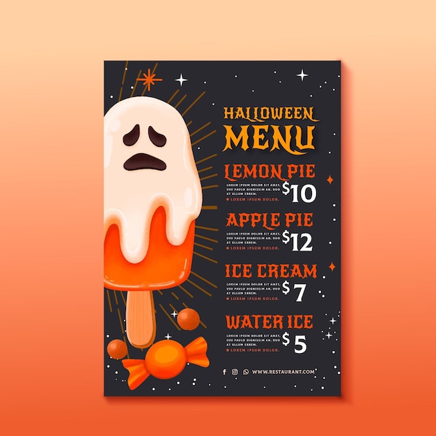 Gratis vector aquarel halloween sjabloon menu