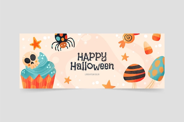 Gratis vector aquarel halloween sociale media voorbladsjabloon