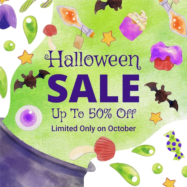 Aquarel halloween verkoop illustratie