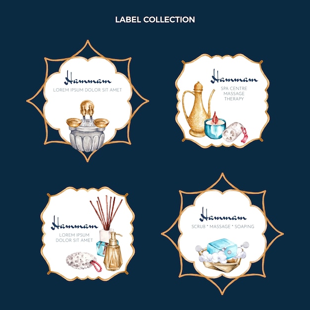 Aquarel hamam label collectie