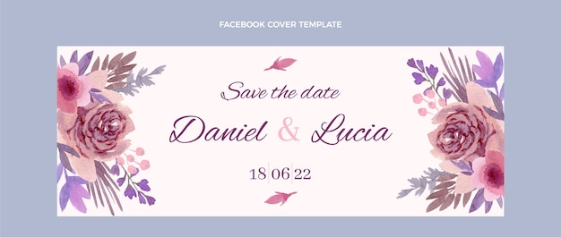 Aquarel handgetekende bruiloft facebook cover